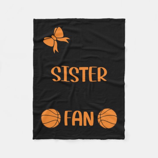 Little Sister Grootste Fan Basketbal Zus Fleece Deken (Voorkant)