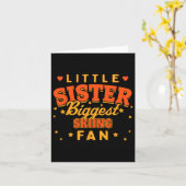 Little Sister Grootste Skifan Skiër Funny Winter Kaart (Gele Bloem)