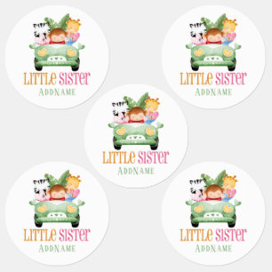 Little Sister Jungle Safari Animals Friends on Car Labels