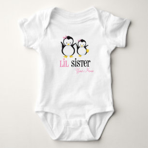 Little Sister Penguin gepersonaliseerd roze Shirt