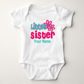 Little Sister Pink en Blauwgroen gepersonaliseerd Romper (Voorkant)