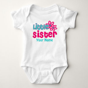 Little Sister Pink en Blauwgroen gepersonaliseerd Romper