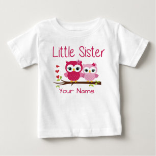 Little Sister Pink Owl gepersonaliseerd T-Shirt