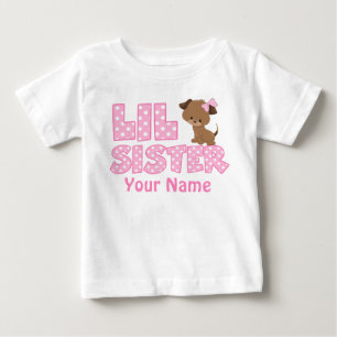 Little Sister Pink Puppy Gepersonaliseerd T-Shirt