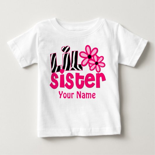 Little Sister Pink Zebra gepersonaliseerd Shirt (Voorkant)