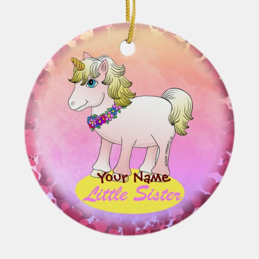 Little Sister Unicorn Keramisch Ornament (Voorkant)