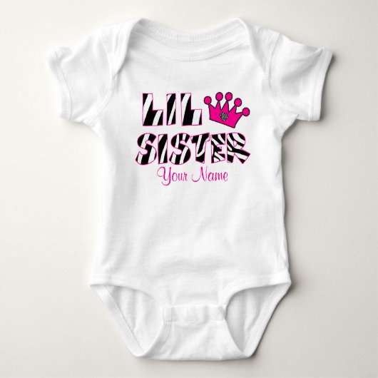 Little Sister Zebra Print gepersonaliseerd T-shirt (Voorkant)