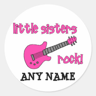 Little Sisters Rock! met roze gitaar Ronde Sticker
