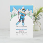 Little Skier Invitation Kaart (Staand voorkant)