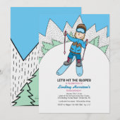 Little Skier Invitation Kaart (Voorkant / Achterkant)
