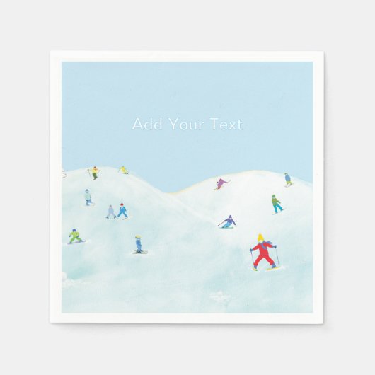 Little Skiers On Snowy Hill Personalized Servet (Voorkant)