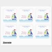 Little Skipper Sail Boat Square Favor Sticker (Vel)