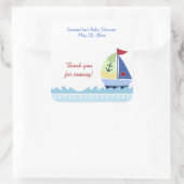 Little Skipper Sail Boat Square Favor Sticker (Tas)