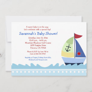 Little Skipper Sailboat 5x7 Baby shower Invitation Kaart