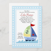 Little Skipper Sailboat 5x7 Baby shower Invitation Kaart (Voorkant / Achterkant)