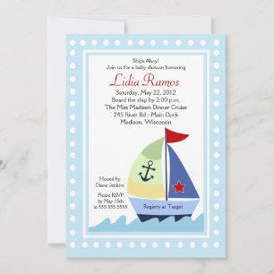 Little Skipper Sailboat 5x7 Baby shower Invitation Kaart