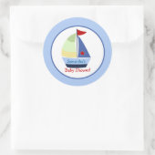 Little Skipper Sailboat Round Custom Favor Sticker (Tas)