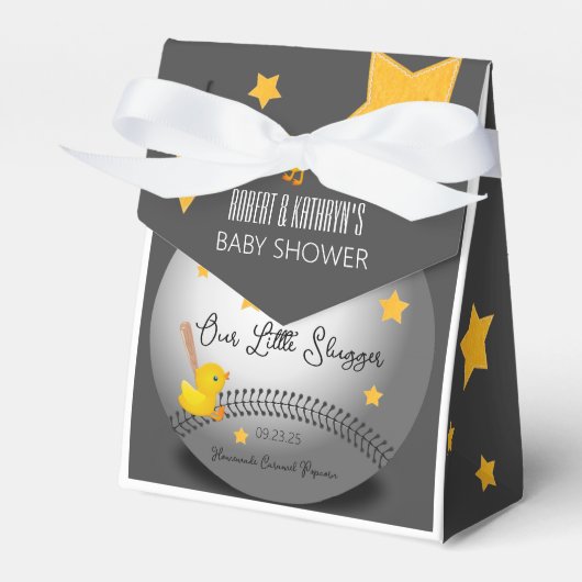 "Little Slugger" Baby shower Favor Bedankdoosjes (Voorkant Zijde)