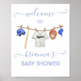 Little Slugger Baby shower Honkbal welkom teken Poster