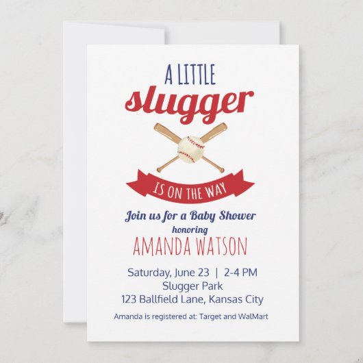 Little Slugger Baby Shower Kaart (Voorkant)