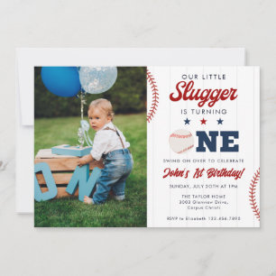 Little Slugger Baseball 1e verjaardagsfoto Kaart