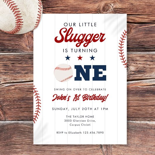 Little Slugger Baseball 1st Birthday Kaart