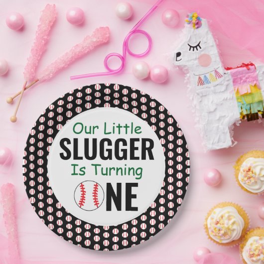 Little Slugger Baseball 1st Birthday Paper Bord (Feest)