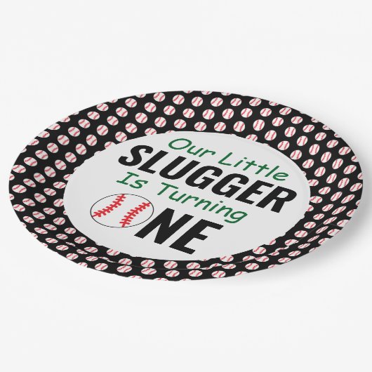 Little Slugger Baseball 1st Birthday Paper Bord (Gekanteld)