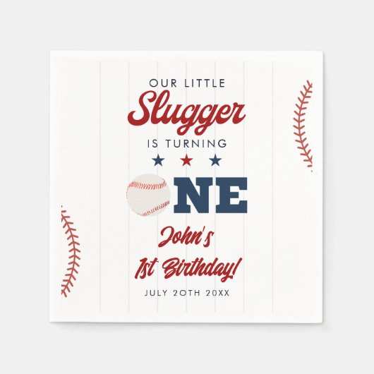 Little Slugger Baseball 1st Birthday Servet (Voorkant)