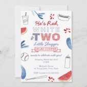 Little Slugger Baseball 2e verjaardag Uitnodiging (Voorkant)