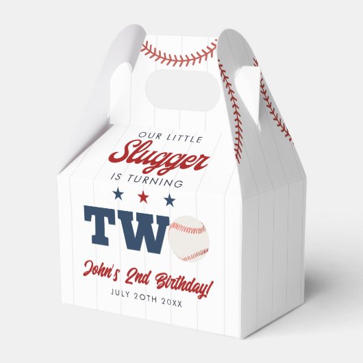 Little Slugger Baseball 2nd Birthday Bedankdoosjes (Voorkant Zijde)