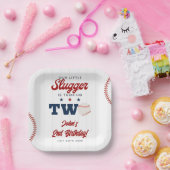 Little Slugger Baseball 2nd Birthday Papieren Bordje (Feest)