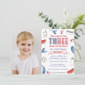 Little Slugger Baseball 3rd Birthday Party foto Kaart (Staand voorkant)