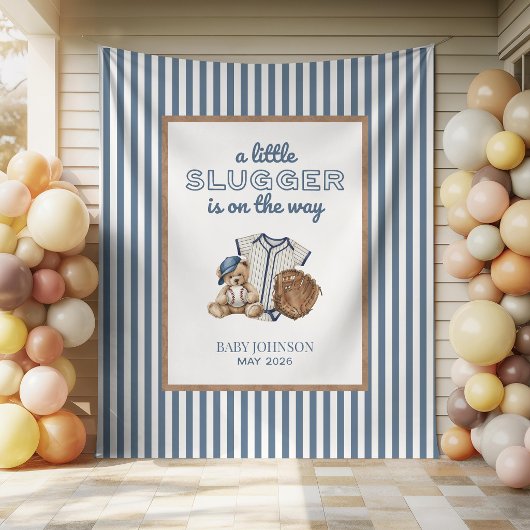 Little Slugger Baseball Baby Shower Backdrop Wandkleed