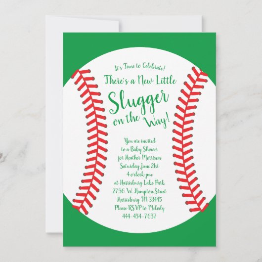 Little Slugger Baseball Baby shower Genderneutraal Kaart (Voorkant)