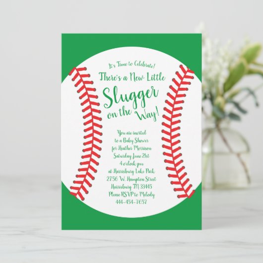 Little Slugger Baseball Baby shower Genderneutraal Kaart (Staand voorkant)