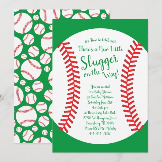 Little Slugger Baseball Baby shower Genderneutraal Kaart (Voorkant / Achterkant)