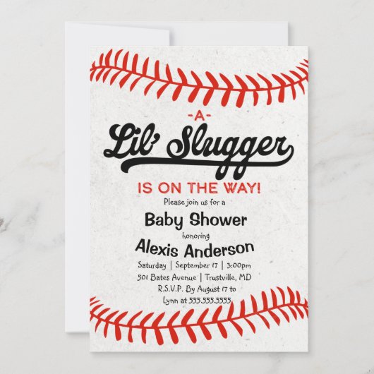Little Slugger Baseball Baby shower Invitation Kaart (Voorkant)