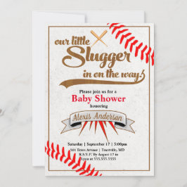 Little Slugger Baseball Baby shower Invitation Kaart