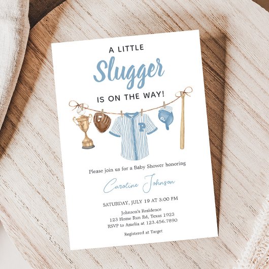 Little Slugger Baseball Baby shower Kaart