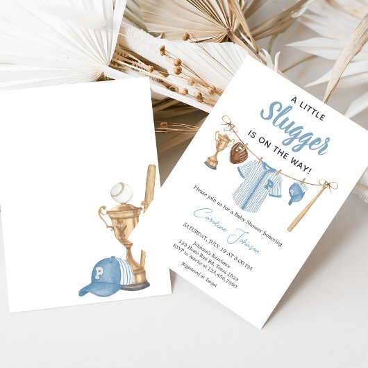 Little Slugger Baseball Baby shower Kaart