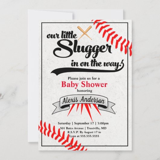 Little Slugger Baseball Baby shower Kaart (Voorkant)