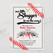 Little Slugger Baseball Baby shower Kaart (Voorkant / Achterkant)