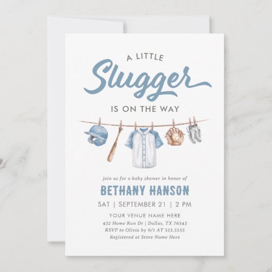 Little Slugger Baseball Baby shower Kaart (Voorkant)