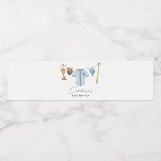 Little Slugger Baseball Baby shower Waterfles Etiket (Enkel label)