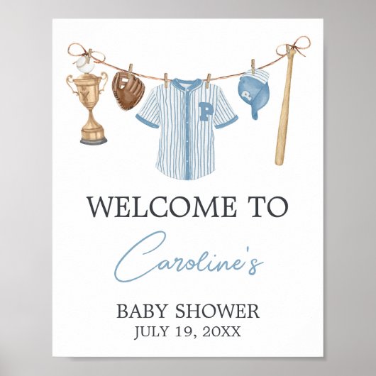 Little Slugger Baseball Baby shower Welkom Poster (Voorkant)