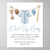 Little Slugger Baseball Baby shower Zeg geen Baby Poster (Voorkant)