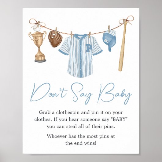 Little Slugger Baseball Baby shower Zeg geen Baby Poster (Voorkant)
