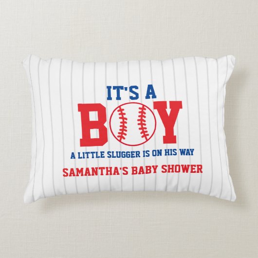 Little Slugger Baseball Boy Baby Shower Accent Kussen (Voorkant)
