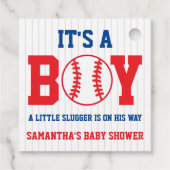 Little Slugger Baseball Boy Baby shower Bedankjes Labels (Achterkant)